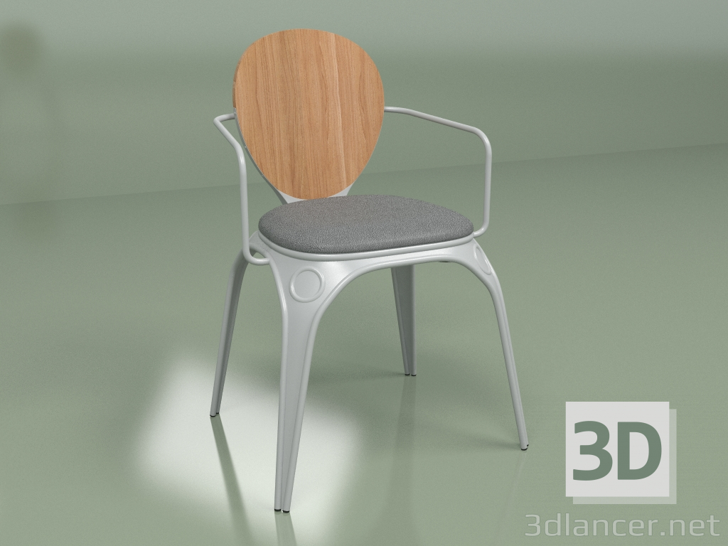 modello 3D Sedia Louis con cuscino (grigio caldo) - anteprima