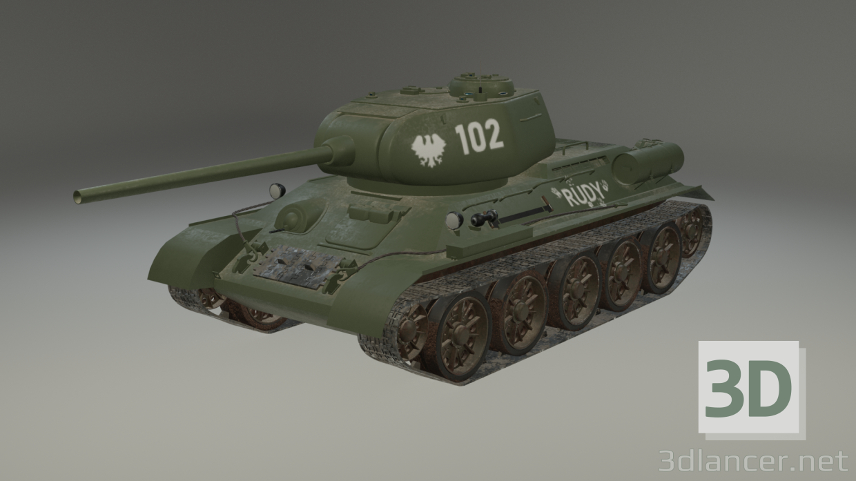 modèle 3D de T-34-85 RUDÉ acheter - rendu