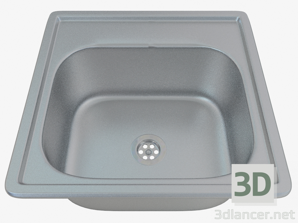 3d model Sink, 1 bowl without wing for drying - Satin Techno (ZMU 0100) - preview