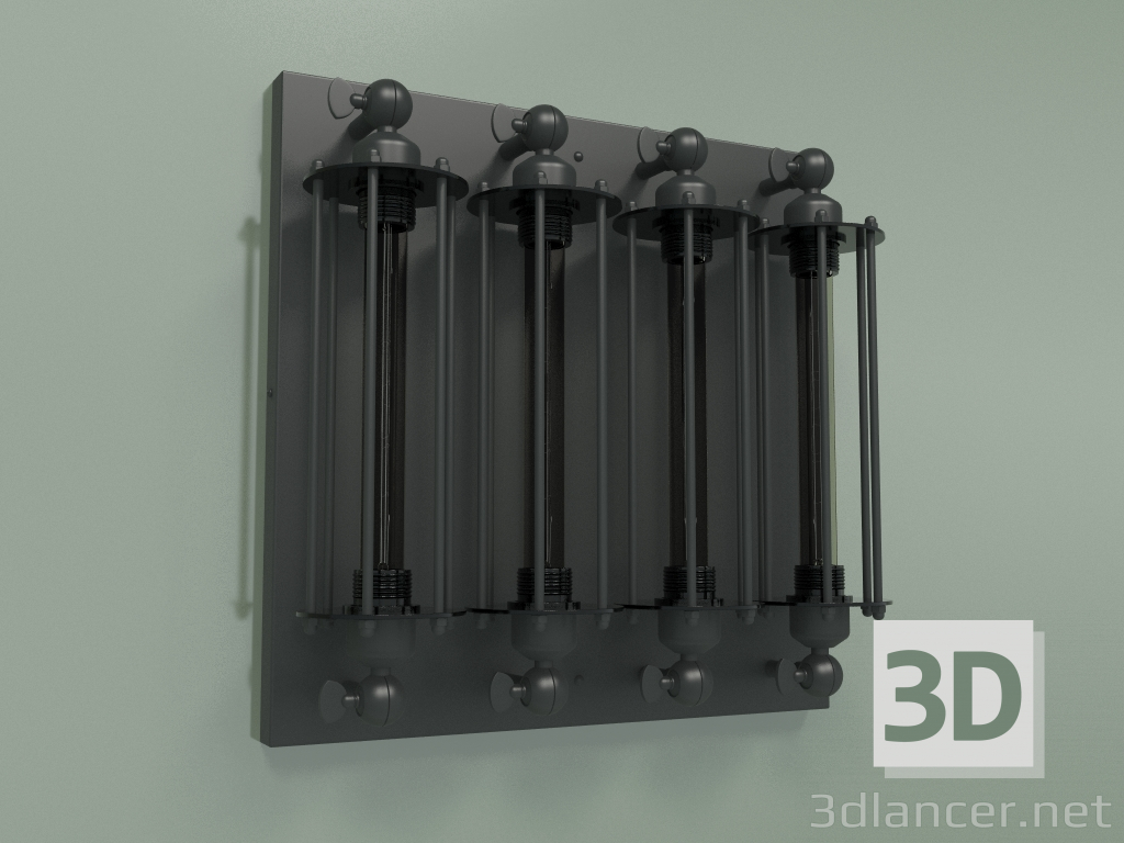 modello 3D Lampada da parete Tesla Cage 4 lampade - anteprima