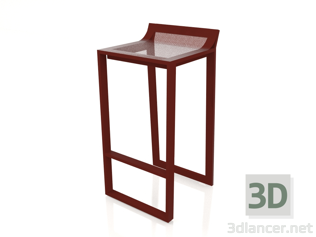 Modelo 3d Banqueta alta com encosto baixo (Vinho tinto) - preview