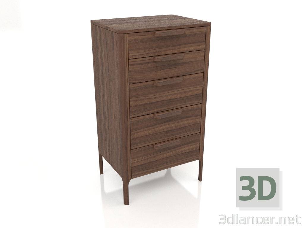 3 डी मॉडल दराजों वाली ऊँची संदूक, अखरोट की परत वाली (60x45x108.4 सेमी) - पूर्वावलोकन