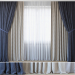 3d Curtains with tulle set 3 in 1 model buy - render