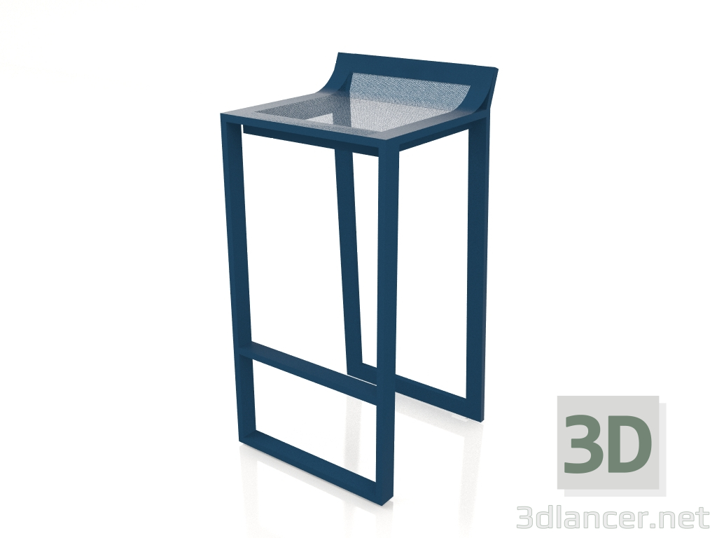 3D Modell Hoher Hocker mit niedriger Rückenlehne (Graublau) - Vorschau