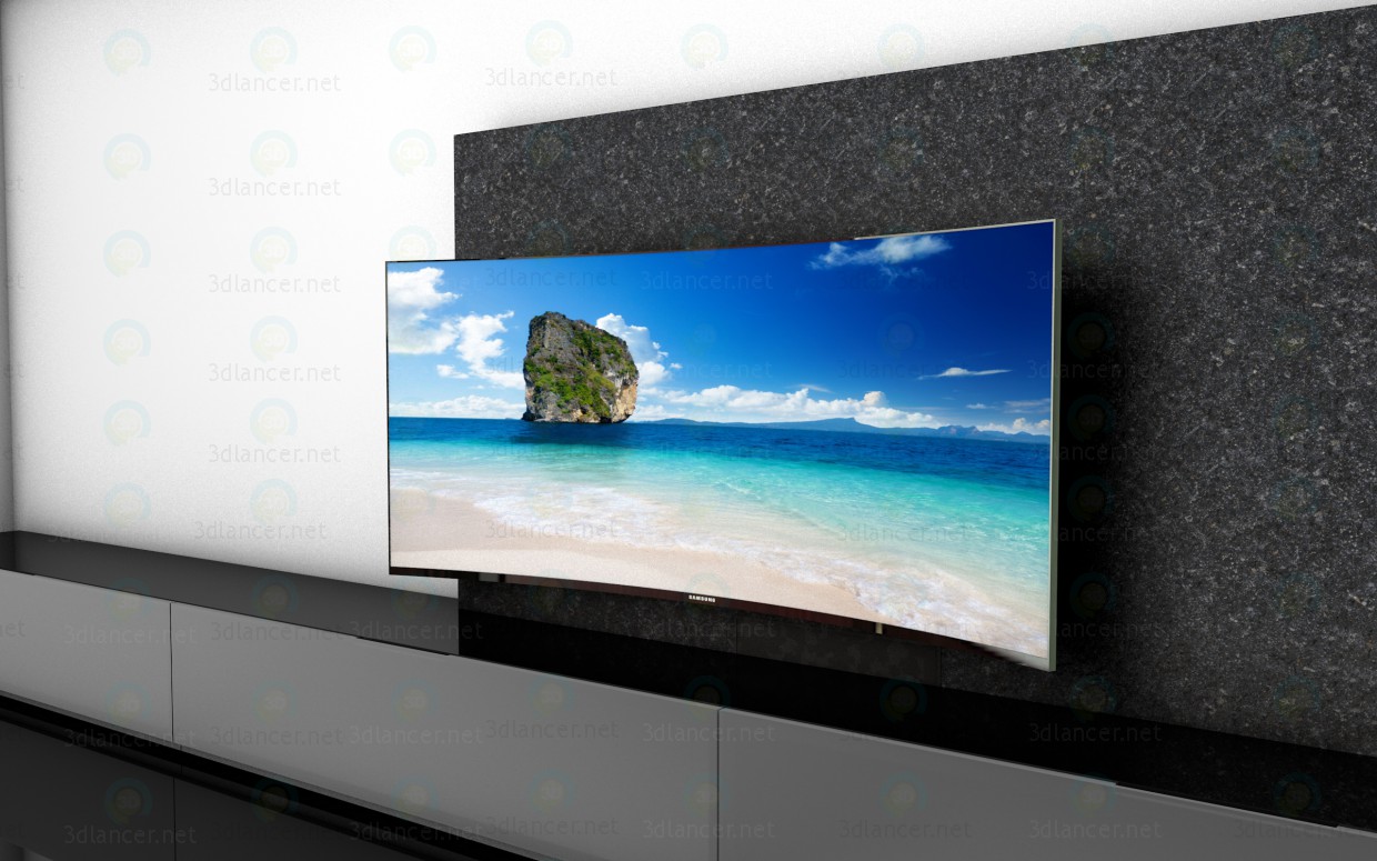 3d model Tv curved 21X9 - preview