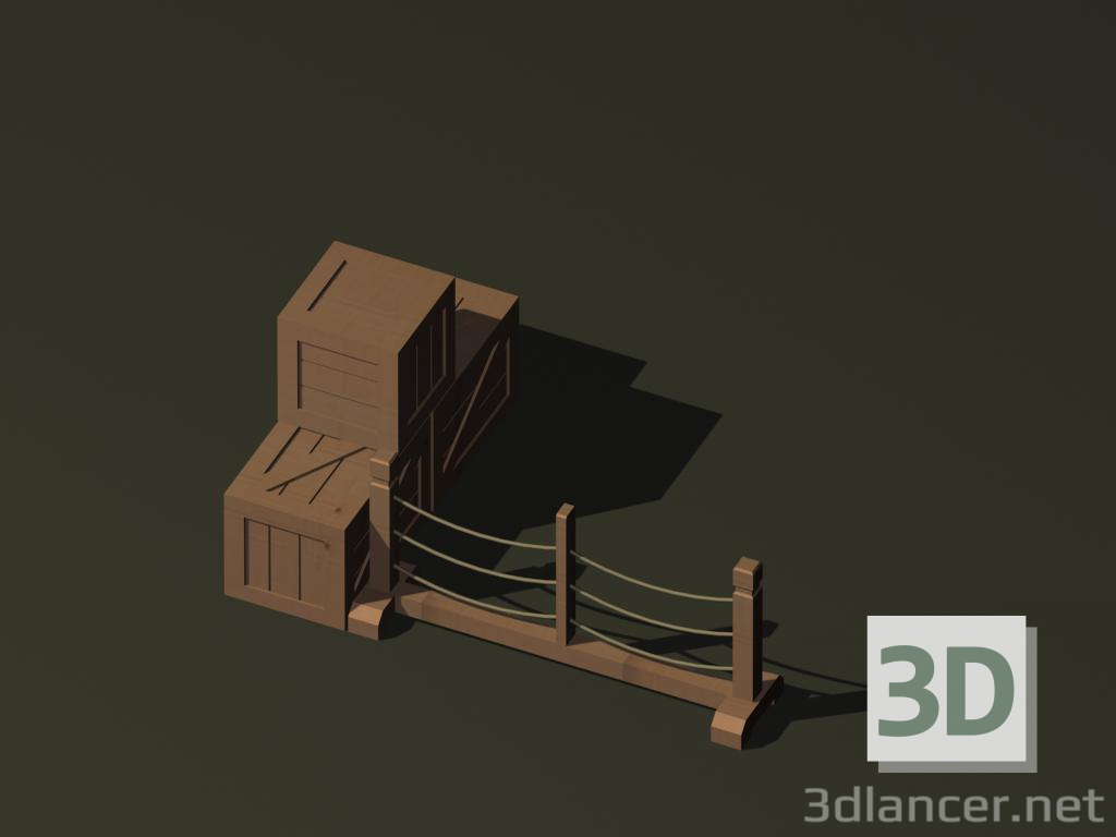 modello 3D casse e parapetto - anteprima