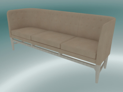 Canapé Triple Mayor (AJ5, H 82cm, 62x200cm, chêne blanc huilé, Cuir - Soie Aniline)