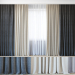 3d Curtains with tulle set 07 model buy - render