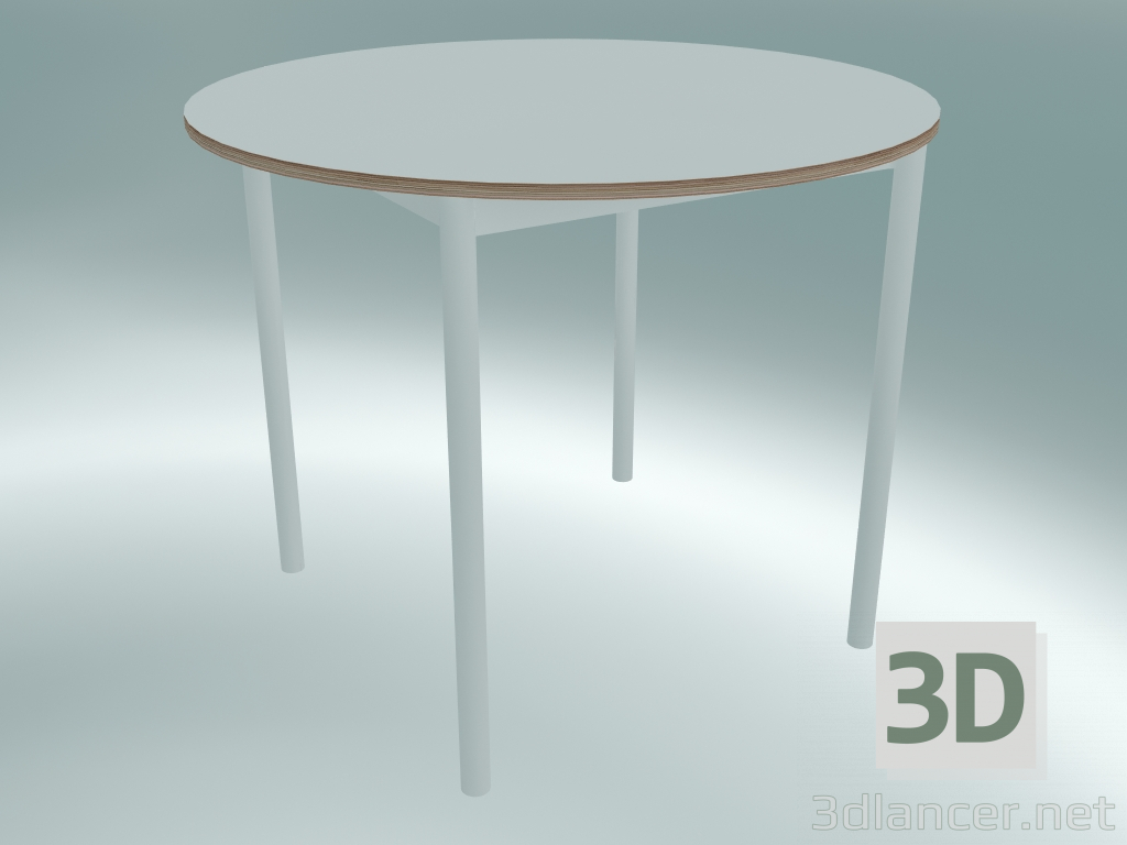 3d model Mesa redonda Base ⌀90 cm (Blanco, Contrachapado, Blanco) - vista previa