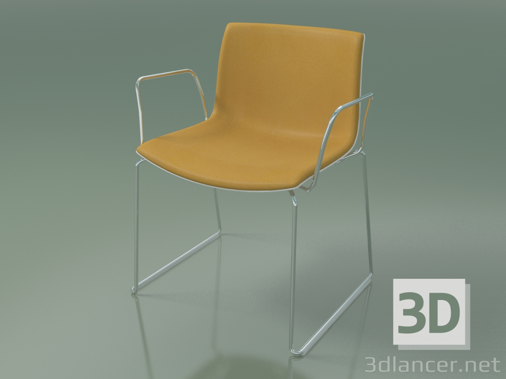 modello 3D Sedia 2076 (su rotaie, con braccioli, con rivestimento frontale, polipropilene PO00401) - anteprima