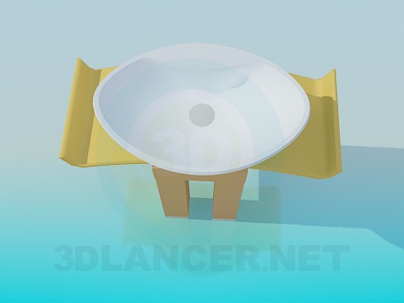 Modelo 3d Lavatório oval com suporte curvo - preview