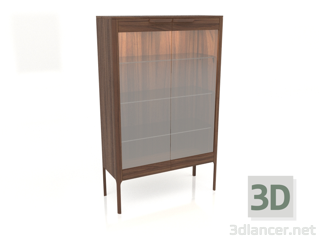Modelo 3d Vitrine com acabamento em folheado de nogueira (100x39,5x161,6 cm) - preview