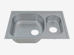 Sink, 1,5 bowls without a wing for drying - satin Xylo (ZEX 0503)