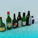 3d model Bottles with alcohol - preview