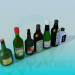 3d model Bottles with alcohol - preview