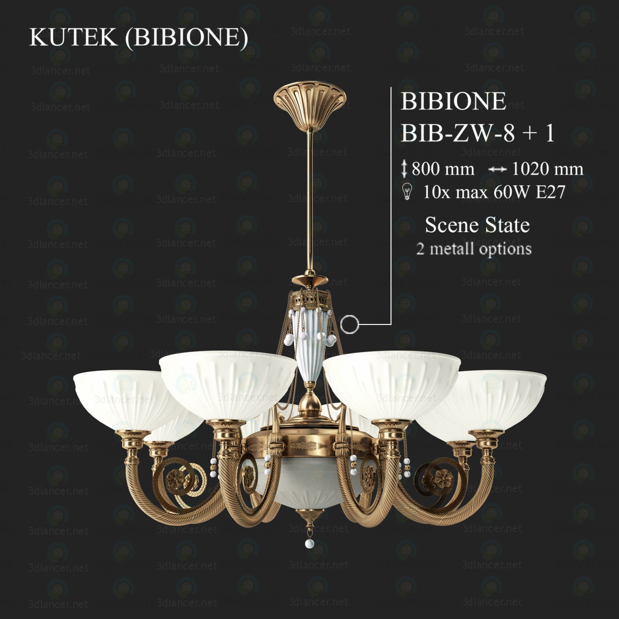 Modelo 3d Candelabro KUTEK BIBIONE BIB-ZW-8 + 1 - preview