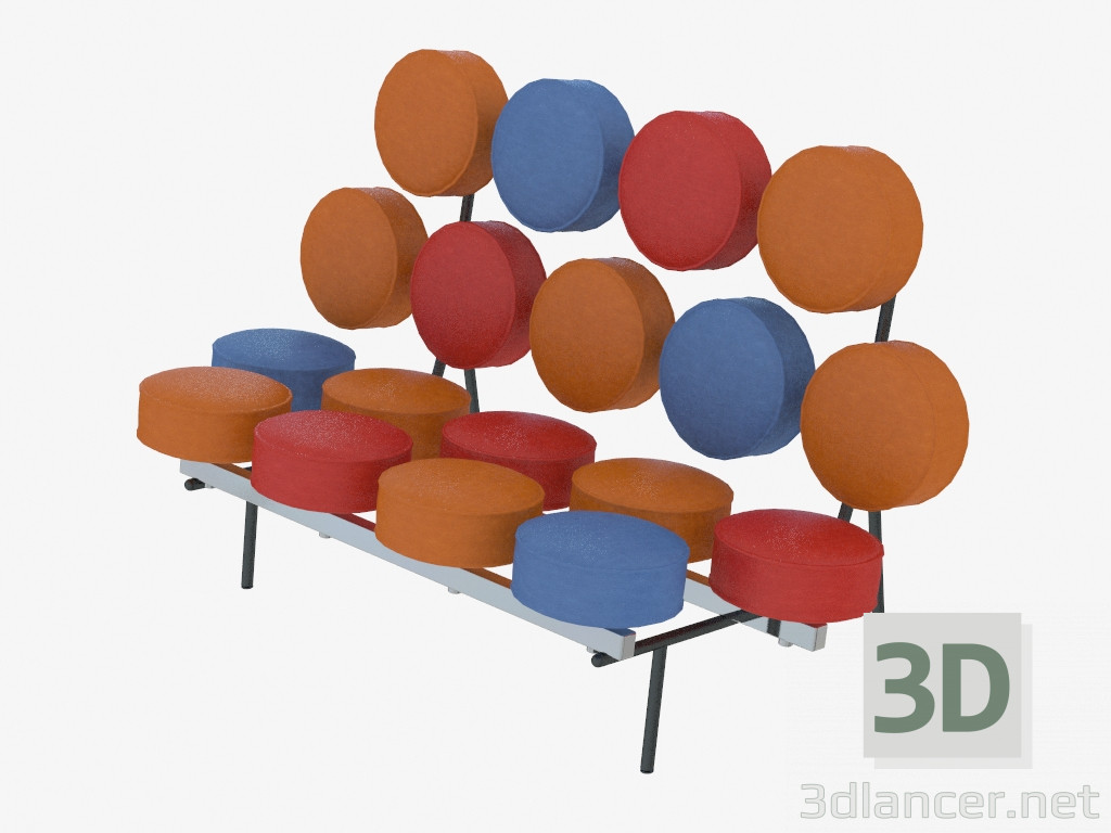 modèle 3D Canapés en cuir Double Nelson Guimauve - preview