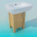 modèle 3D Lavabo massif sur une petite armoire en bois - preview