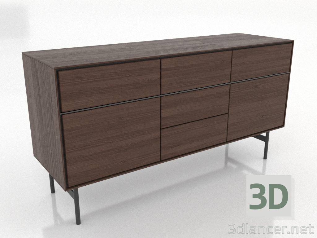 modèle 3D Armoire 2 1600x500 mm (noyer foncé) - preview modèle 3D Armoire 2 1600x500 mm (noyer foncé) - preview