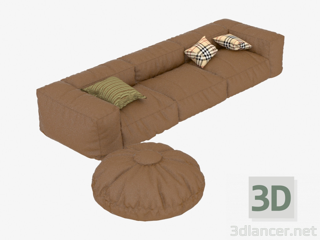 3D Modell Triple-Ledersofa - Vorschau