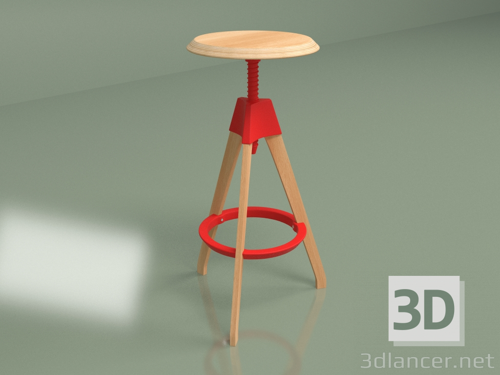 Modelo 3d Banco de bar Jerry (vermelho) - preview