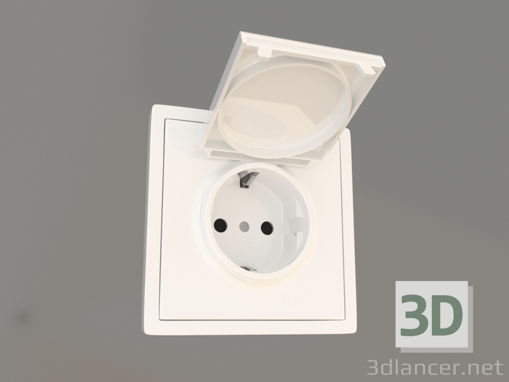 3d model Grounding socket with Schuko cover (16A, 250V, screw-on, white, DA45403) R98 - preview