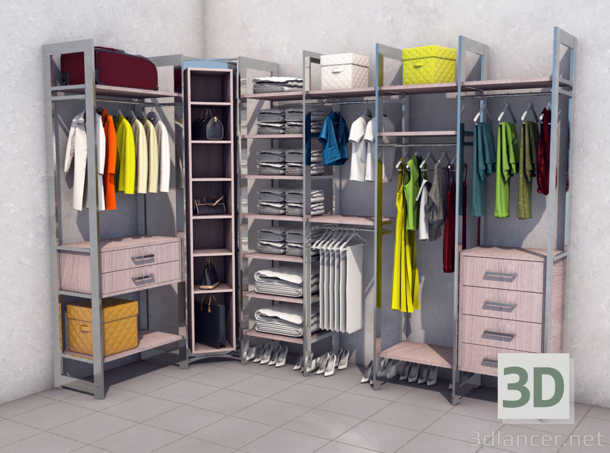 3D Modell Kleiderschrank - Vorschau