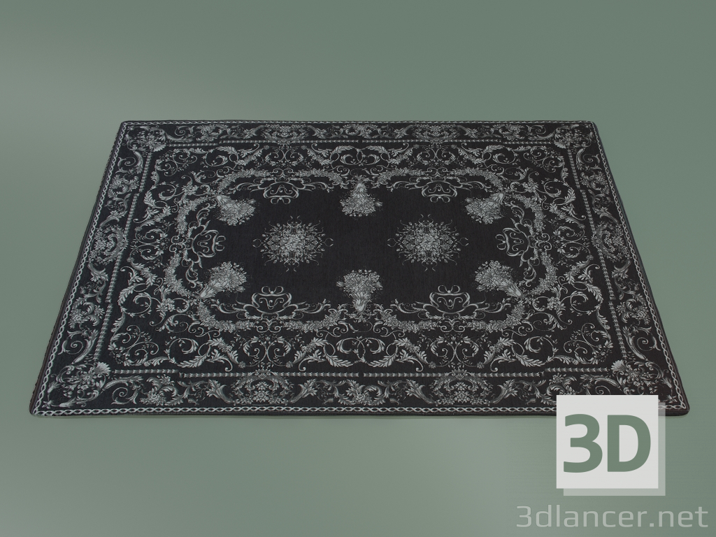 3d model Alfombra Barroca (S34, Negro-Plata) - vista previa