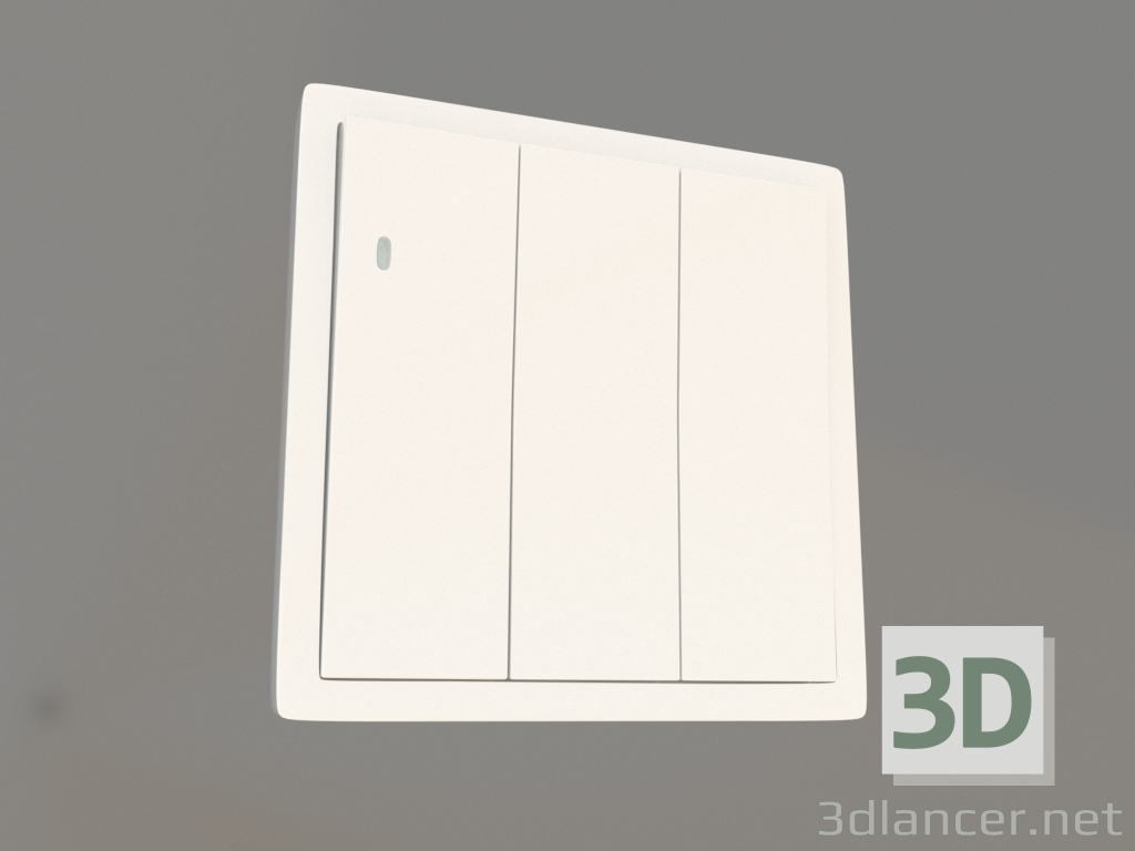 Modelo 3d Interruptor de 3 teclas com iluminação (10 A, 250 V, branco, DA28303) R98 - preview