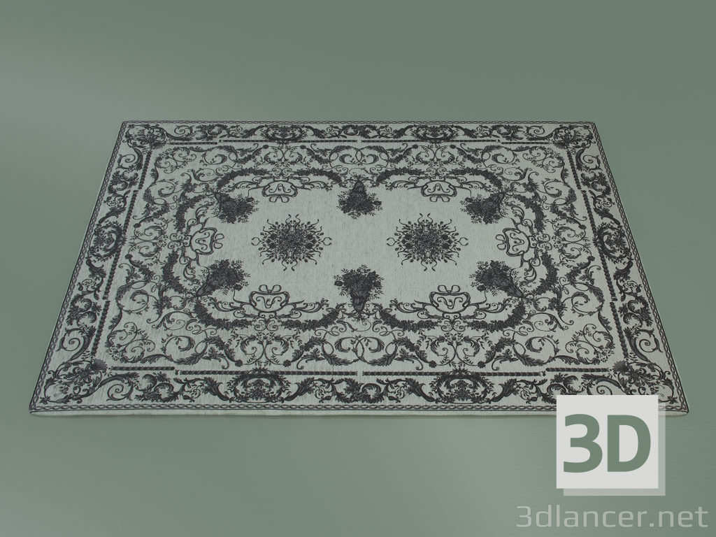 modèle 3D Tapis baroque (S34, blanc-argent) - preview