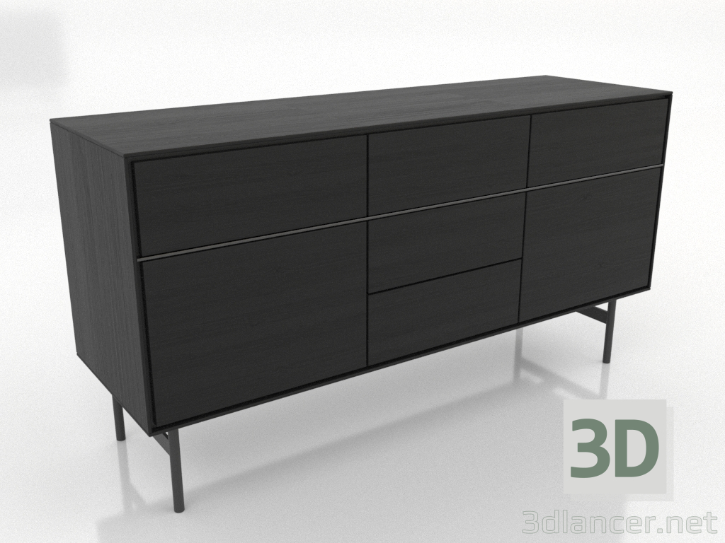modello 3D Armadio 2 1600x500 mm (nero RAL 9005) - anteprima modello 3D Armadio 2 1600x500 mm (nero RAL 9005) - anteprima