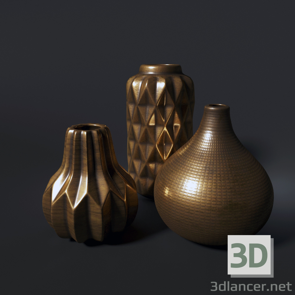 modèle 3D de Vases en céramique dorée DANTONE acheter - rendu