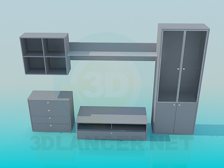 3D Modell Gesetzt, Rack, Regal, Schrank und Sockel - Vorschau