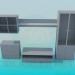 3d model Conjunto armario, estante, pedestal, rack - vista previa