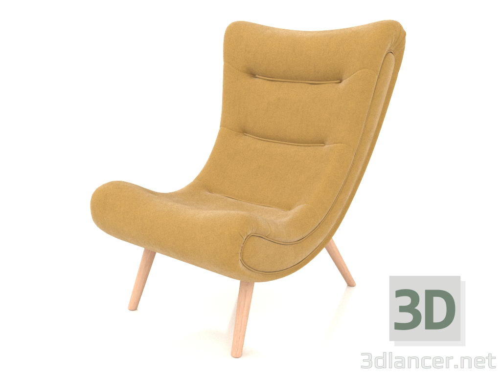 3d model Sillón Dolce Vita (amarillo azafrán-natural) - vista previa