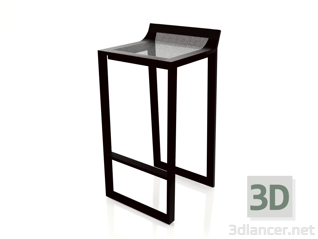 3d model Taburete alto con respaldo bajo (Negro) - vista previa