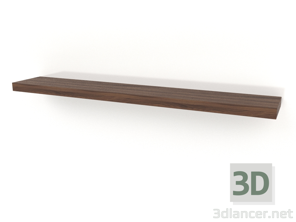 3d model Estante de pared, acabado chapado en nogal (120x20x4 cm) - vista previa