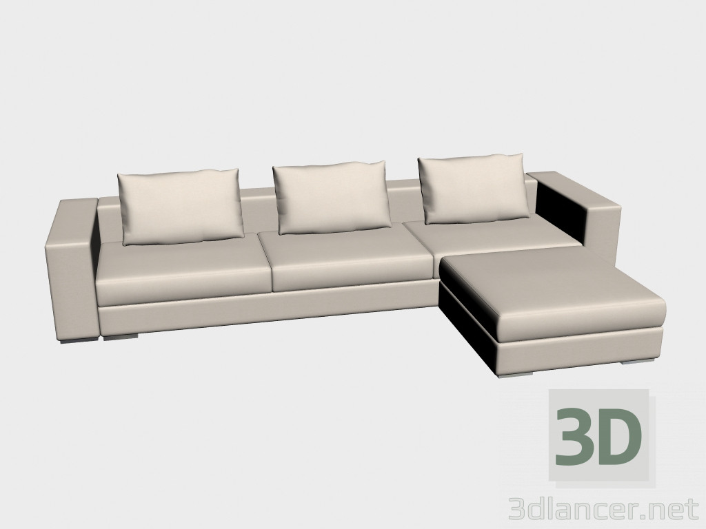 3d model Sofá Infiniti (con puff, 348x97) - vista previa