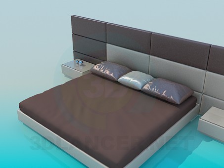 Modelo 3d Cama com mesinhas de cabeceira - preview