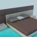 Modelo 3d Cama com mesinhas de cabeceira - preview