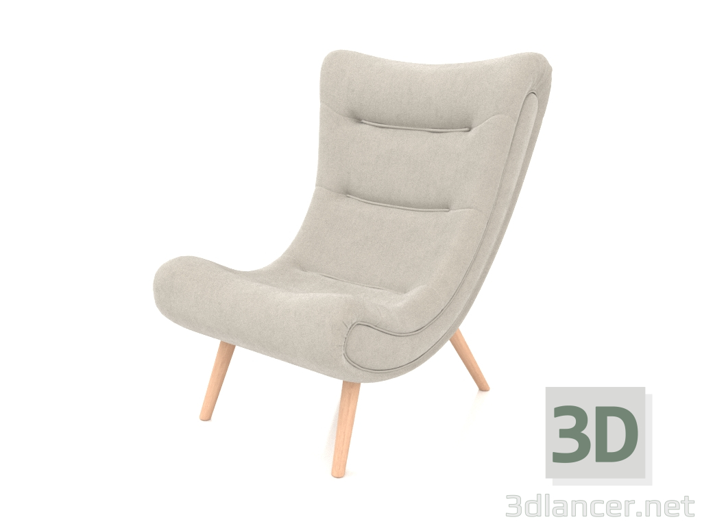 3d model Armchair Dolce Vita (cream-natural) - preview