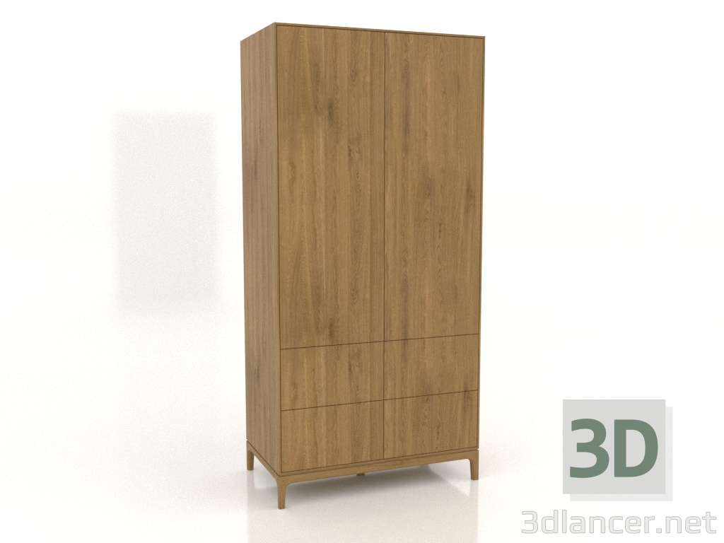 modello 3D Armadio FARGO 1050x600x2200 mm (rovere naturale, 2 ante, 4 cassetti) - anteprima