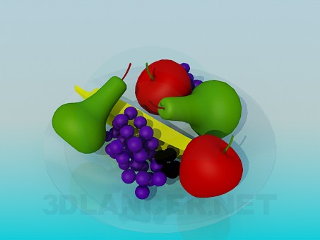 modello 3D Frutta su una zolla - anteprima