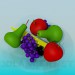 3d model Frutas en un plato - vista previa