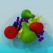 Modelo 3d Frutas em um prato - preview