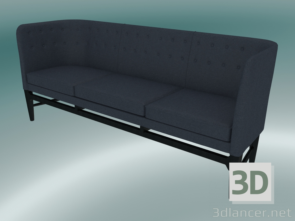 modello 3D Divano triplo Mayor (AJ5, H 82cm, 62x200cm, Rovere tinto nero, Divina - 793) - anteprima