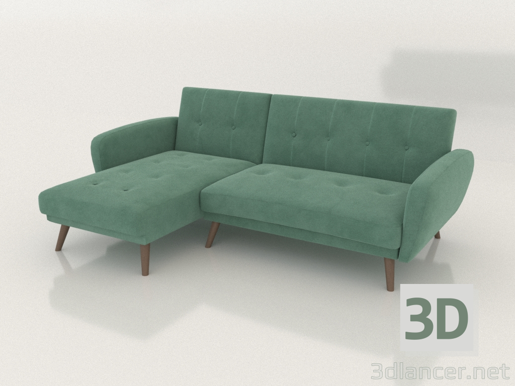 modello 3D Divano letto angolare Christy (sinistra, turchese) - anteprima