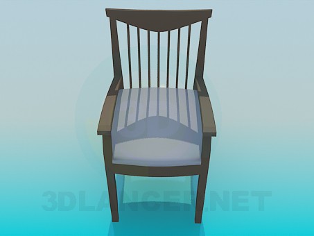 3d model Silla con respaldo con los interruptores de finos madera - vista previa