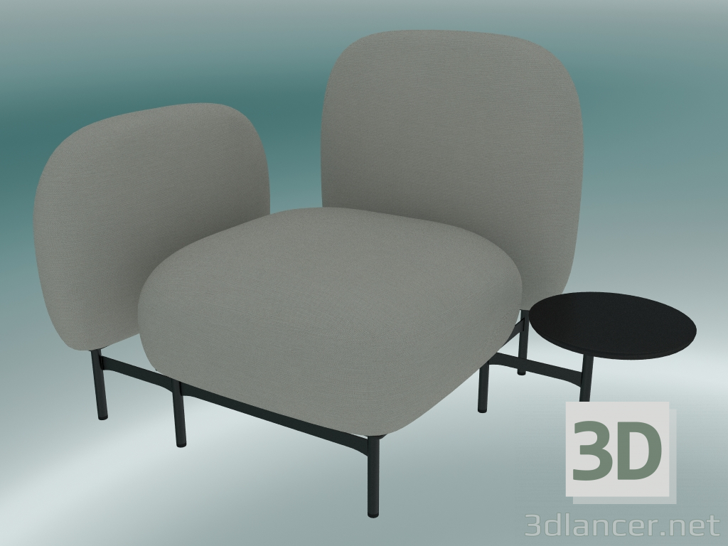 3d model Sistema de asiento modular Isole (NN1, asiento con una mesa redonda a la izquierda, apoyabrazos a la - vista previa