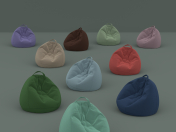 Set of ten flock chairs in bags of different colors